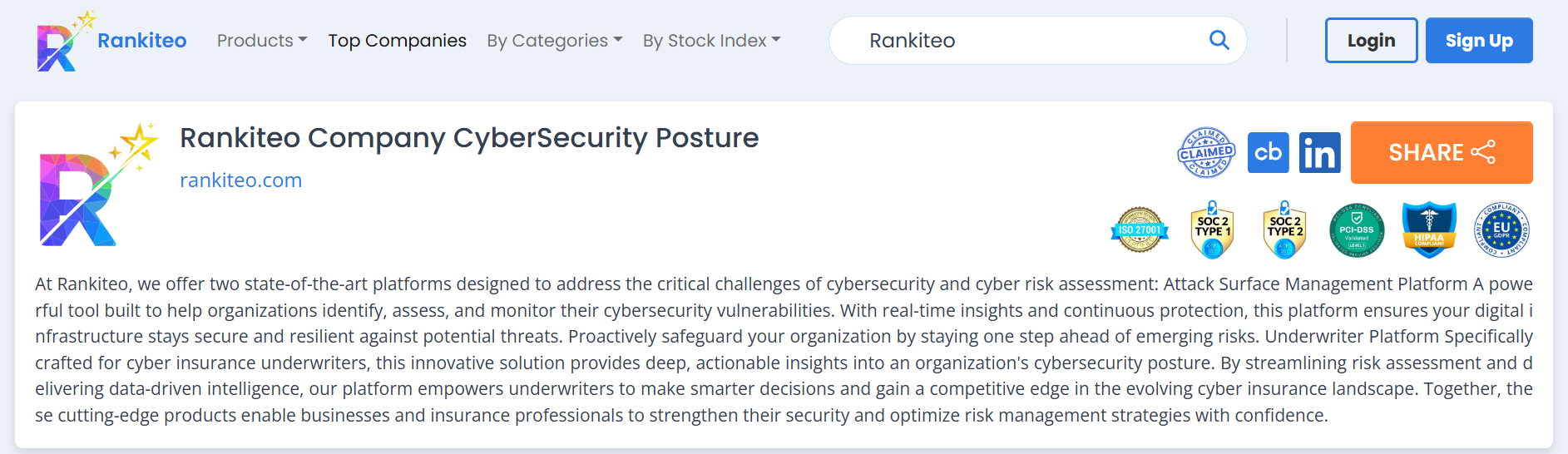 Company profile screenshot